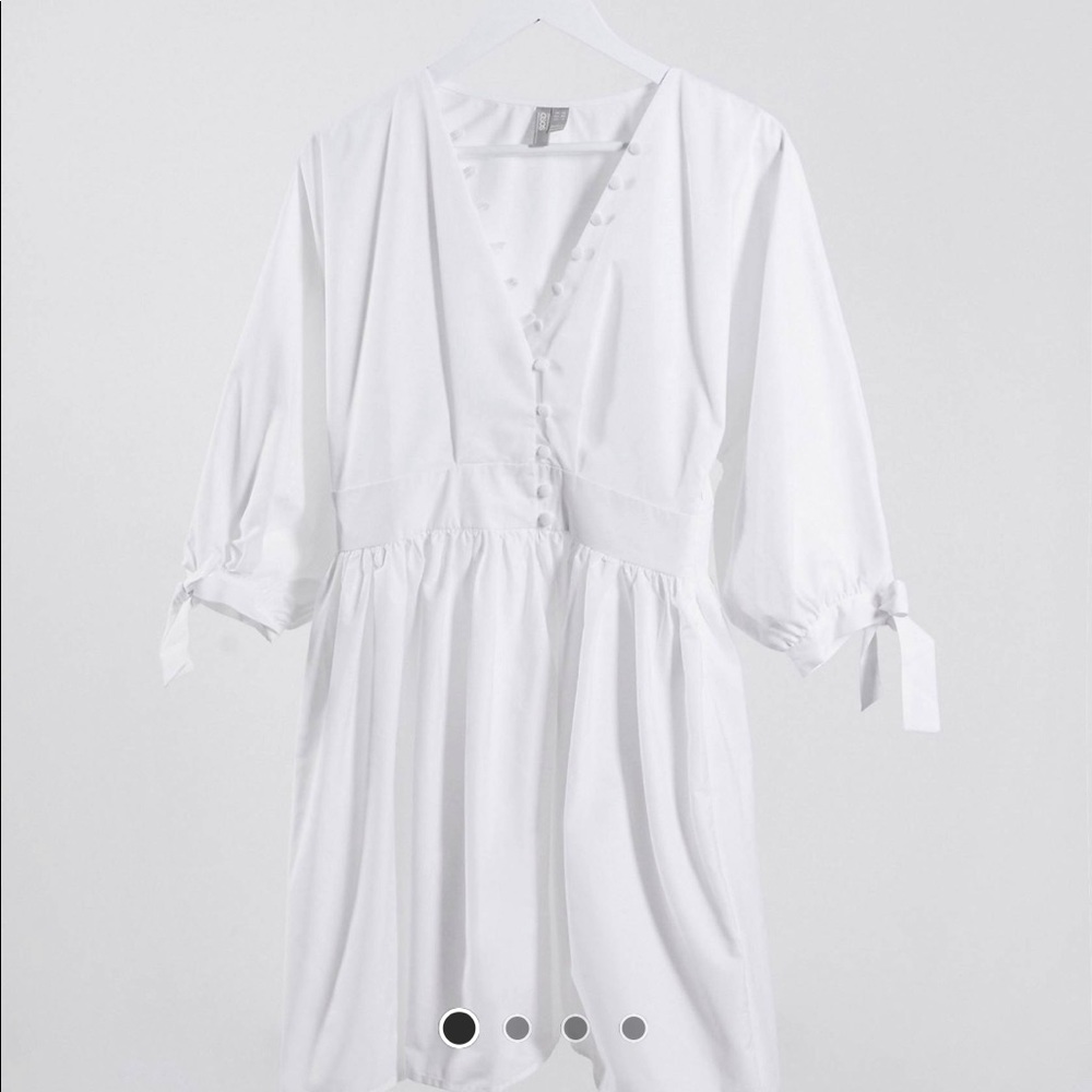 NEW ASOS white cotton mini poplin dress SZ 12